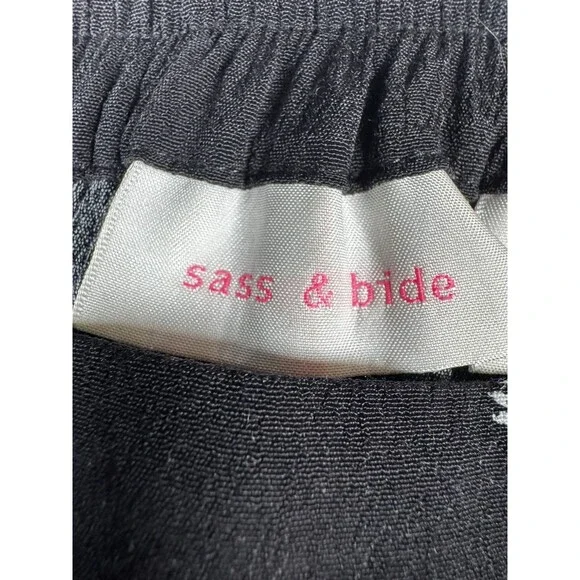Sass and Bide Air Kisses Star Print Joggers Size 4 Black Gold Drawstring Relaxed